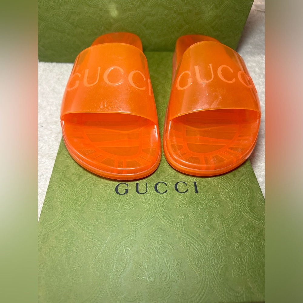 Gucci Orange Pool Slides